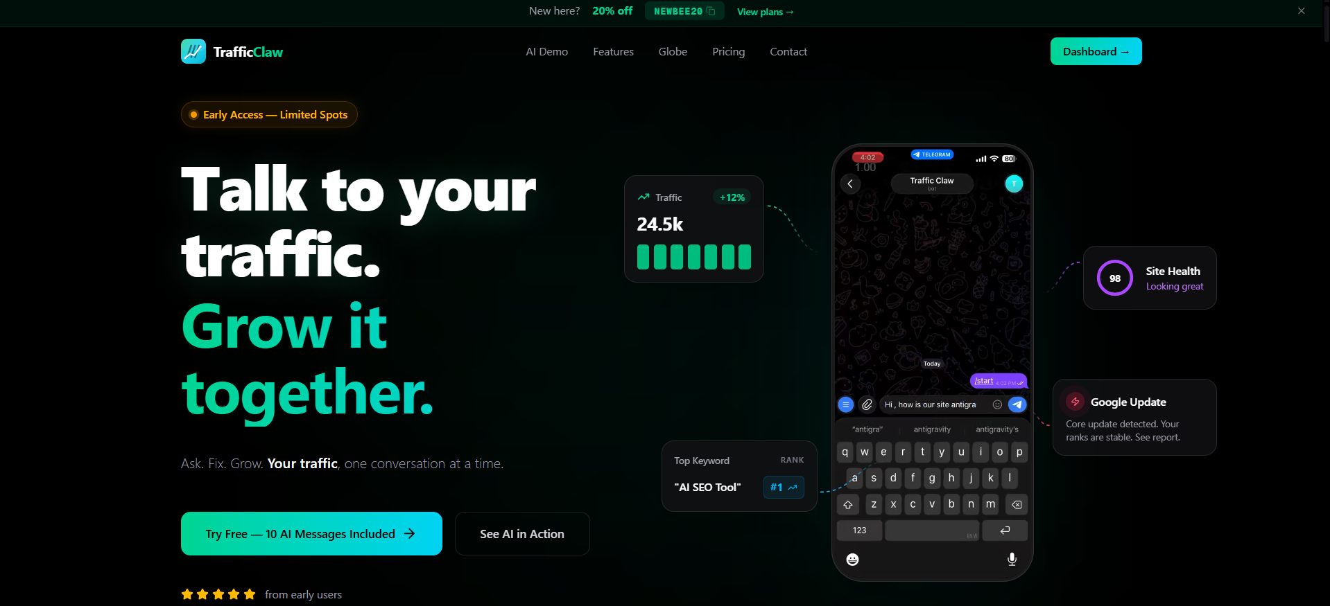 Trafficclaw screenshot and logo